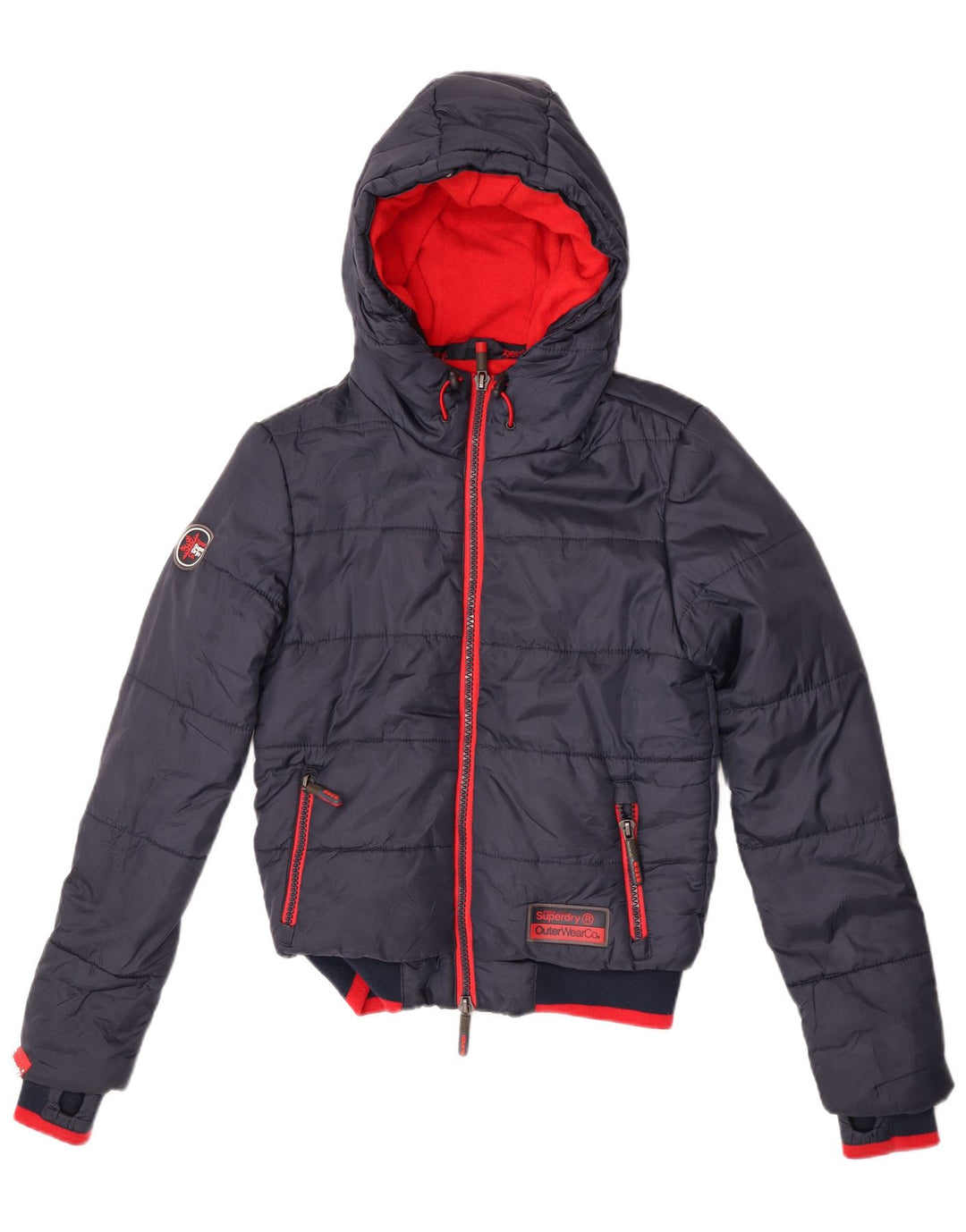 Giacca imbottita con cappuccio da uomo Superdry UK 10 Small Blu Navy Colourblock