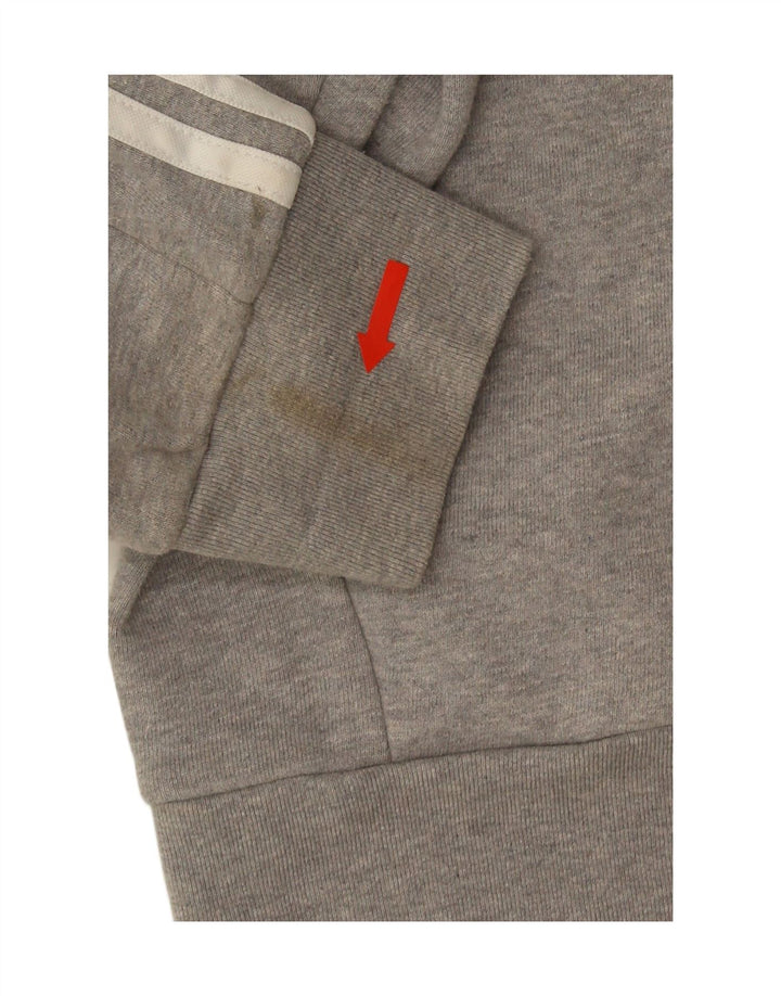 Maglione con cappuccio e zip Adidas da uomo vestibilità regolare in cotone grigio medio