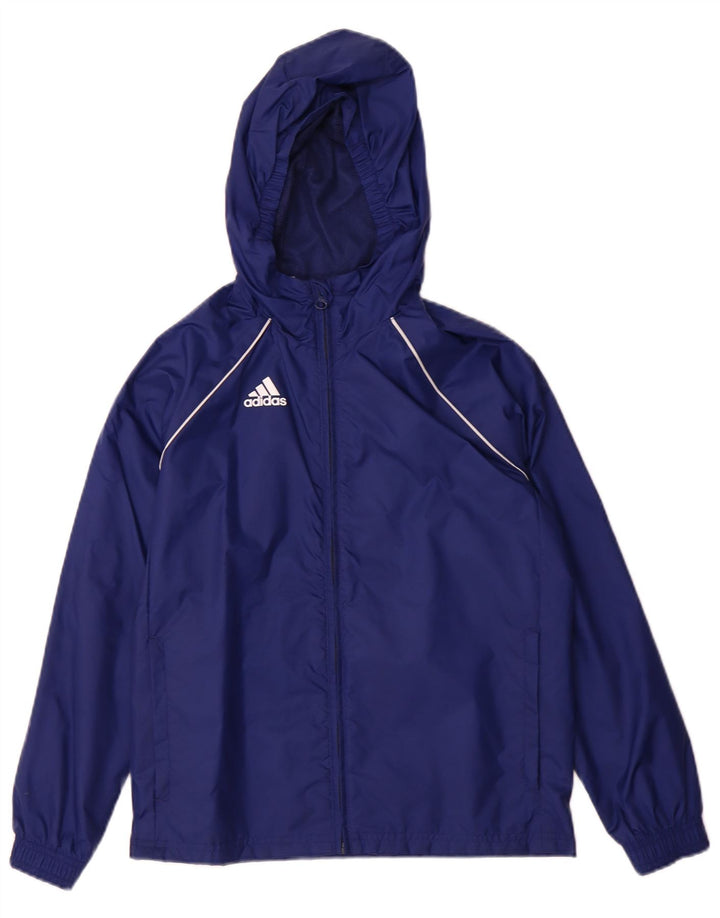 Giacca antipioggia Adidas da ragazzo con zip e cappuccio 9-10 anni blu navy