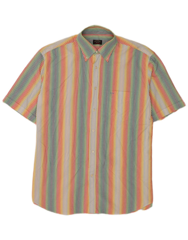 Camicia a maniche corte da uomo Paul & Shark taglia 44 XL gessato multicolore