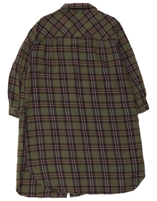 Abito camicia da donna con maniche a 3/4 Zara UK 18 XL cotone a quadri verdi