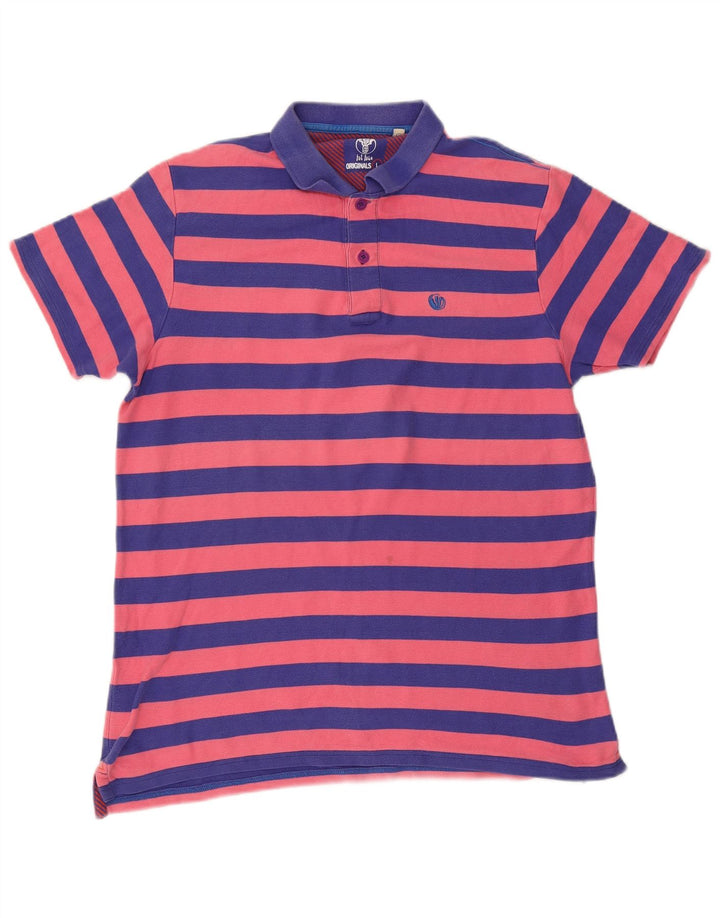 Polo da uomo Fat Face in cotone a righe grandi blu