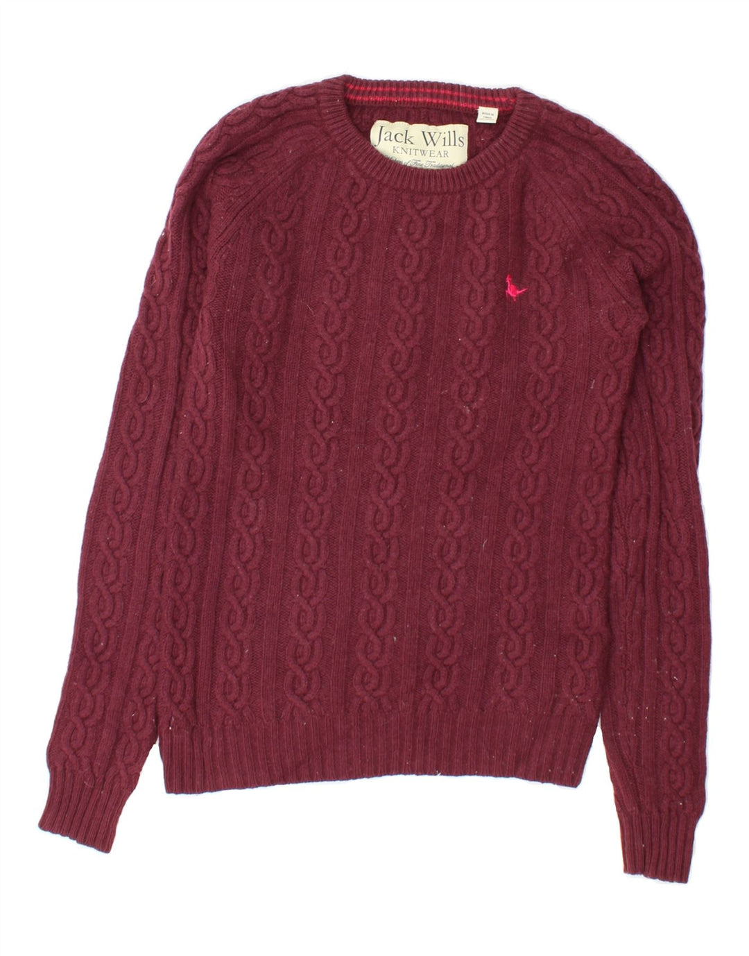JACK WILLS Womens Crew Neck Jumper Sweater UK 8 Small  Maroon Lambswool Vintage Jack Wills and Second-Hand Jack Wills from Messina Hembry 