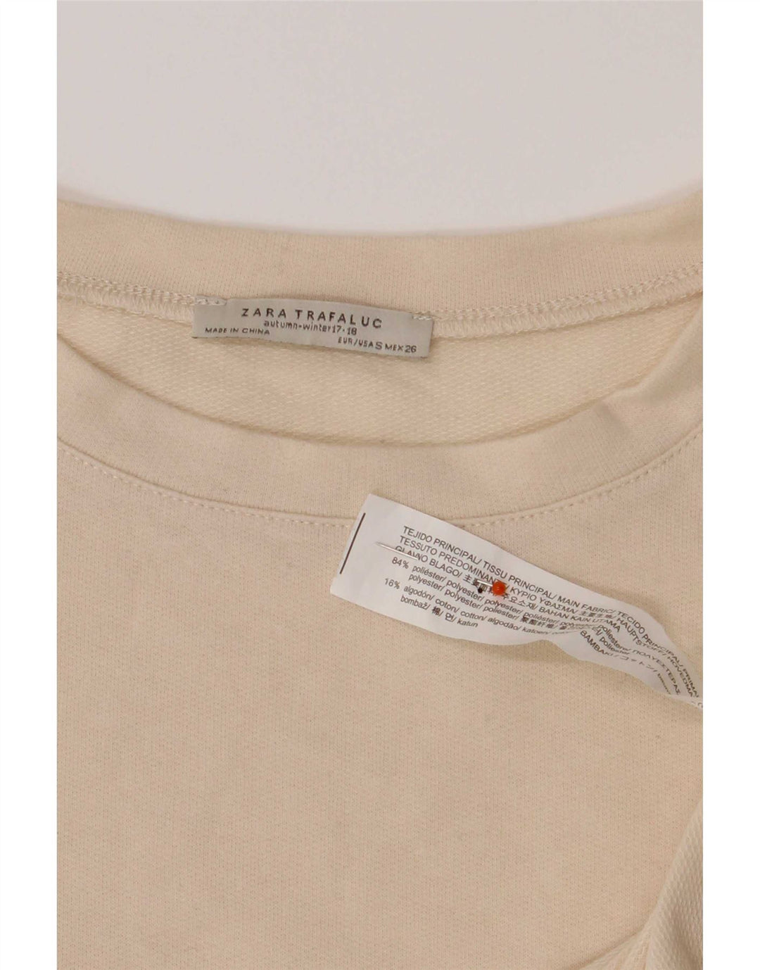 Top Zara da donna oversize a maniche lunghe UK 10 Small Beige Colourblock