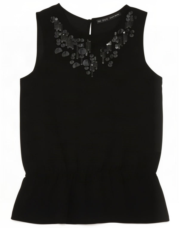 Zara Womens Sleeveless Blouse Top UK 6 XS Black Polyester