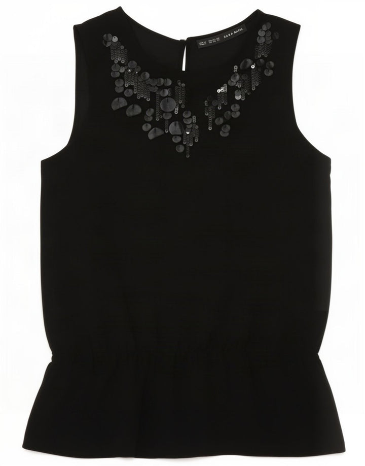 Camicetta senza maniche da donna Zara UK 6 XS poliestere nero