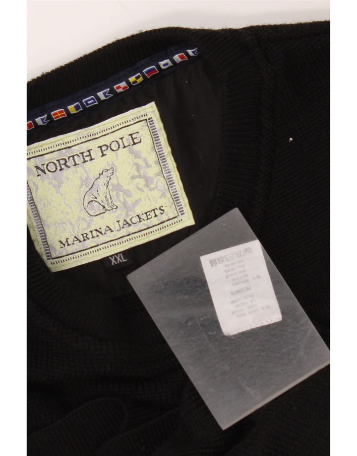 NORTH POLE Maglione maglione girocollo da uomo 2XL lana nera