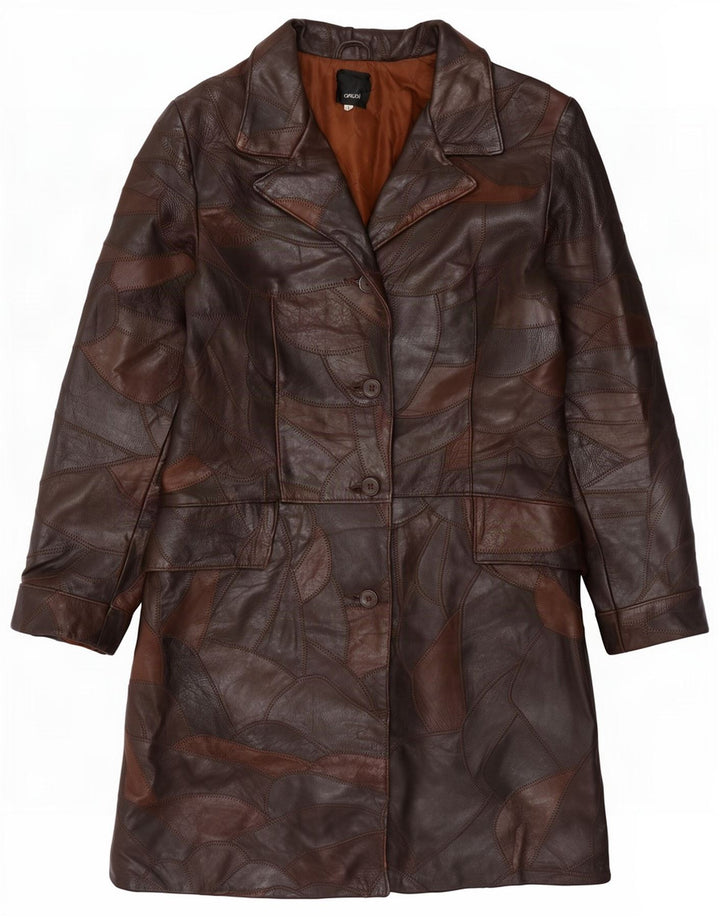 Gaudi Cappotto in pelle da donna UK 14 Large Marrone Patchwork
