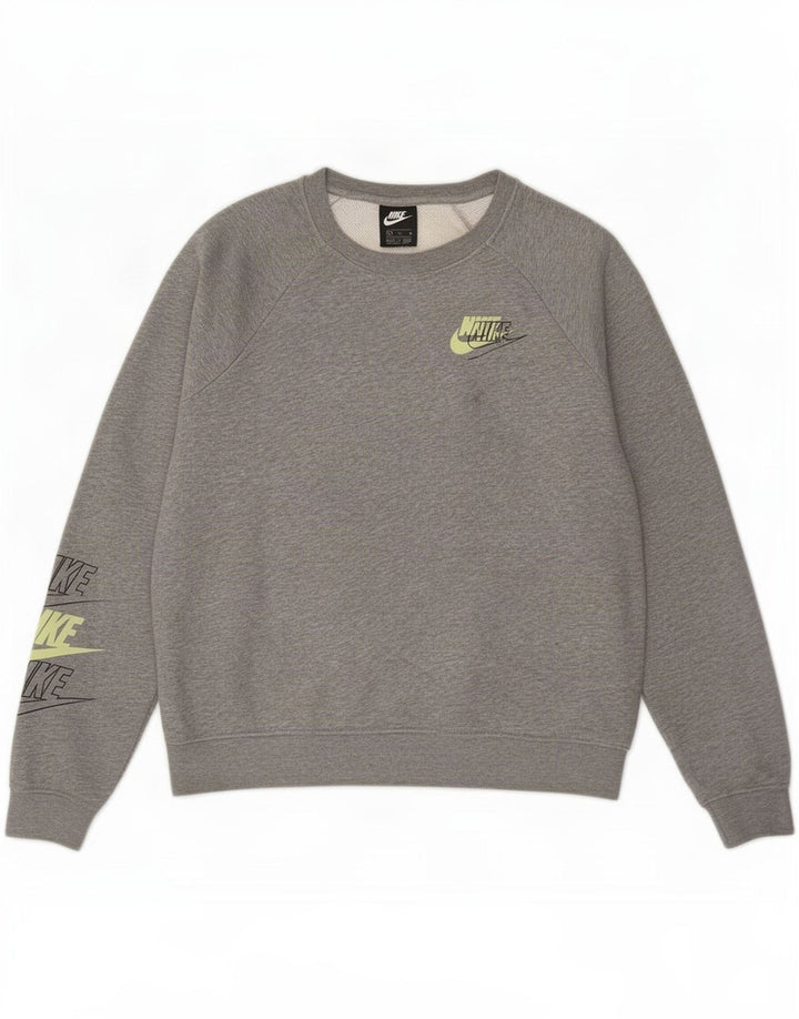 Felpa oversize con grafica Nike da donna UK 14 Cotone grigio medio