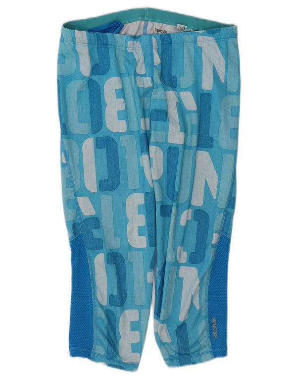 Pantaloni da tuta con grafica REEBOK da donna UK 12 Colorblock blu medio