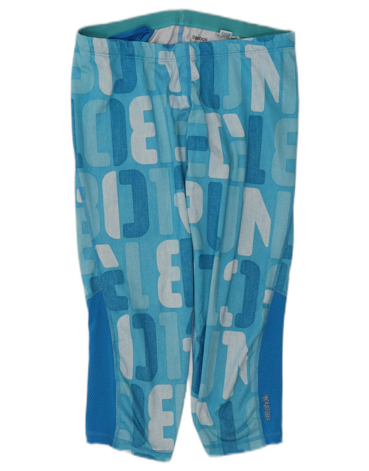 Pantaloni da tuta con grafica REEBOK da donna UK 12 Colorblock blu medio