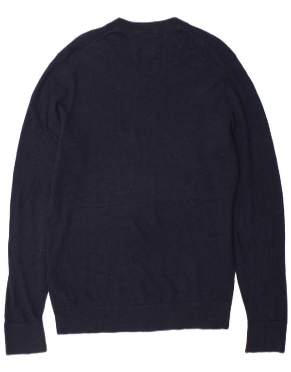 Maglione da uomo con scollo a V Abercrombie & Fitch in lana blu navy media