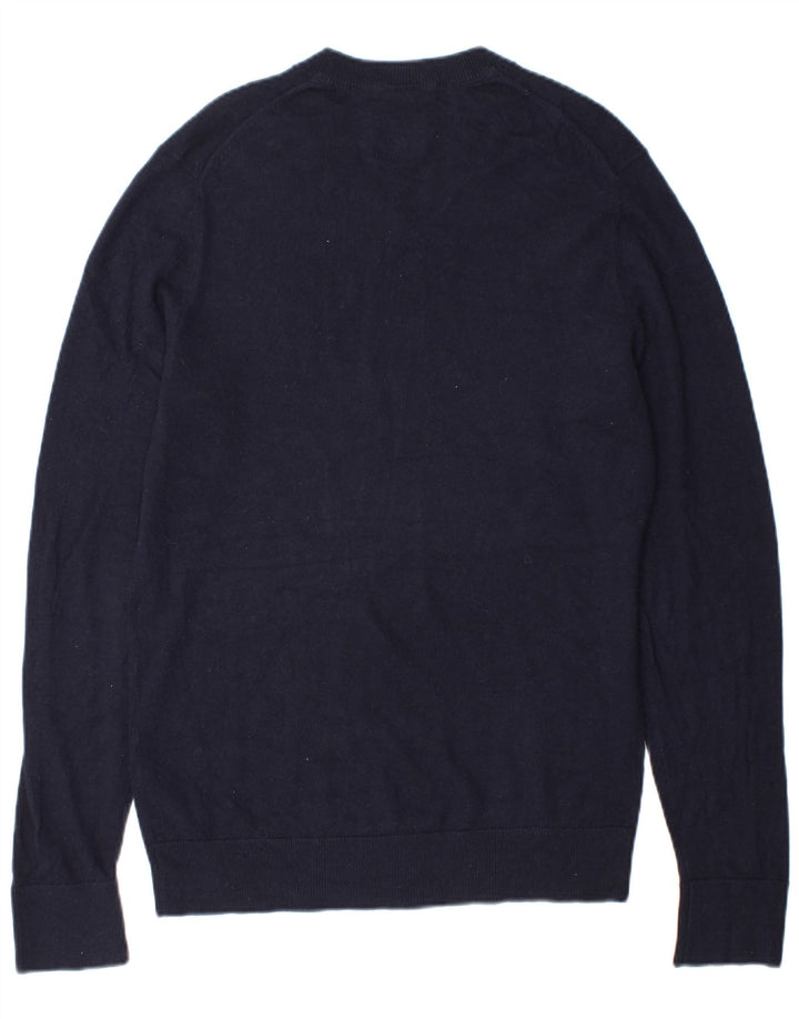 Maglione da uomo con scollo a V Abercrombie & Fitch in lana blu navy media