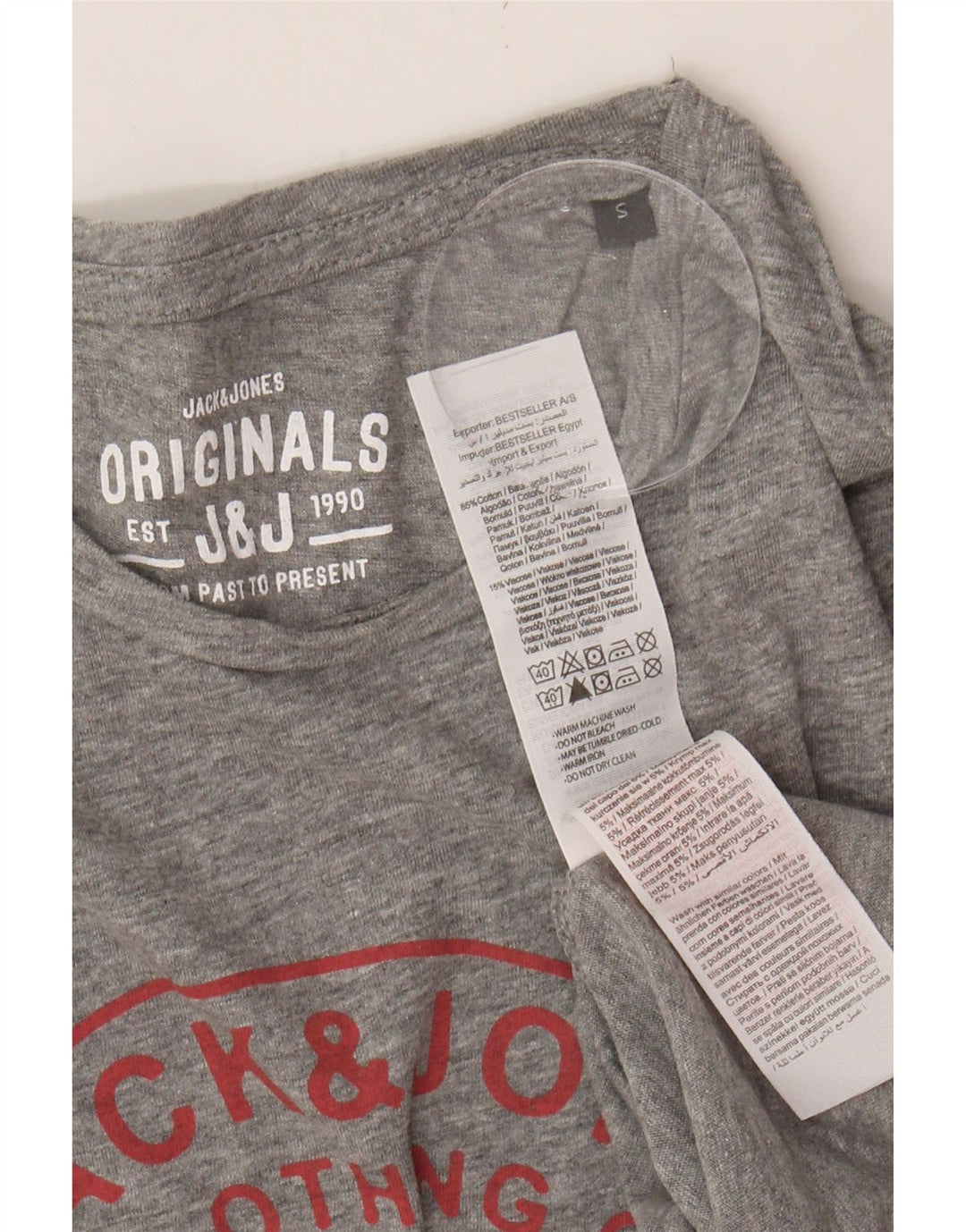 JACK & JONES Mens Graphic T-Shirt Top Small Grey Cotton Vintage Jack & Jones and Second-Hand Jack & Jones from Messina Hembry 