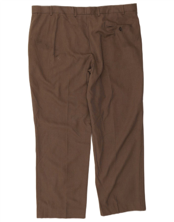 Pantaloni da abito vestibilità regolare Marks & Spencer da uomo W40 L29 poliestere marrone