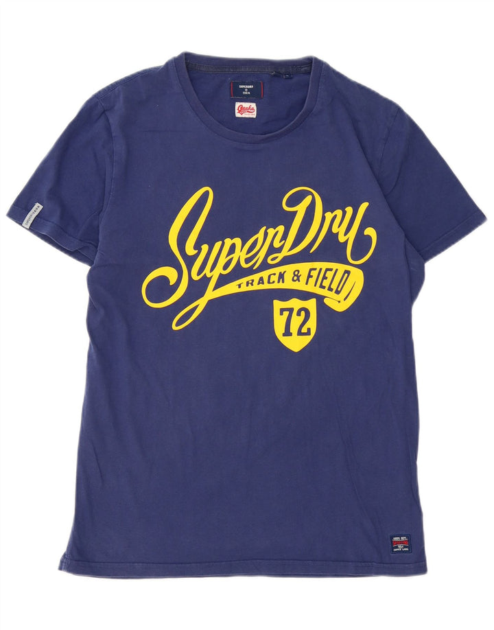 T-shirt grafica da uomo Superdry Top grande in cotone blu navy