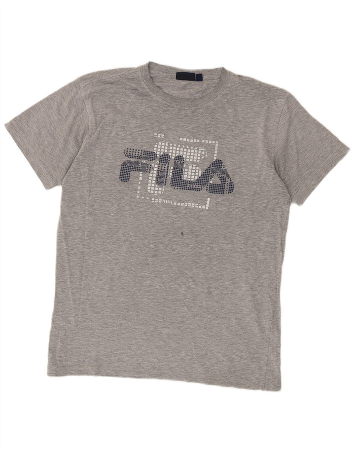 T-shirt grafica da uomo Fila Top in cotone grigio medio