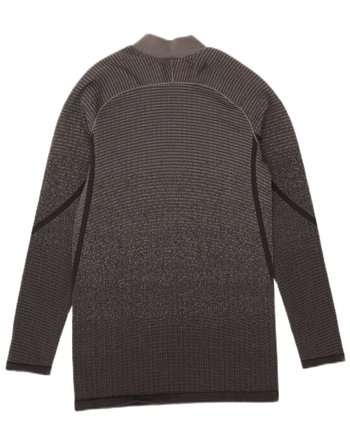 Top Adidas da uomo a maniche lunghe in poliestere grigio medio