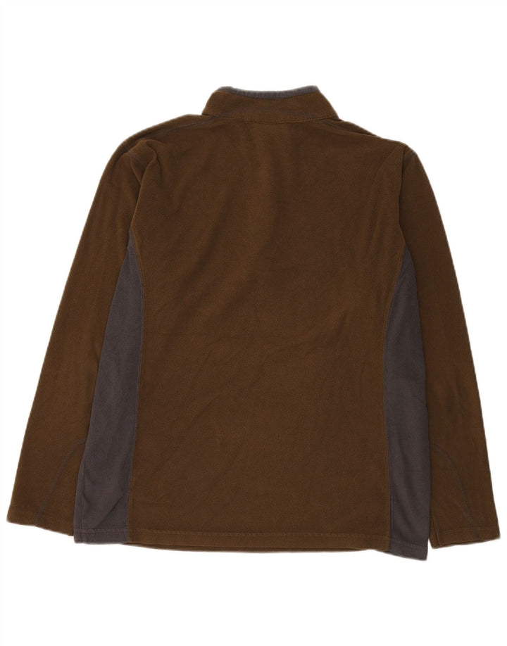 COLUMBIA Maglione in pile da uomo con zip e collo, grande, in poliestere color block marrone