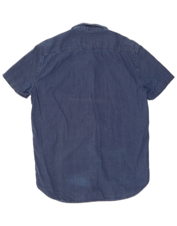 Camicia a maniche corte da uomo Superdry in cotone maculato blu medio