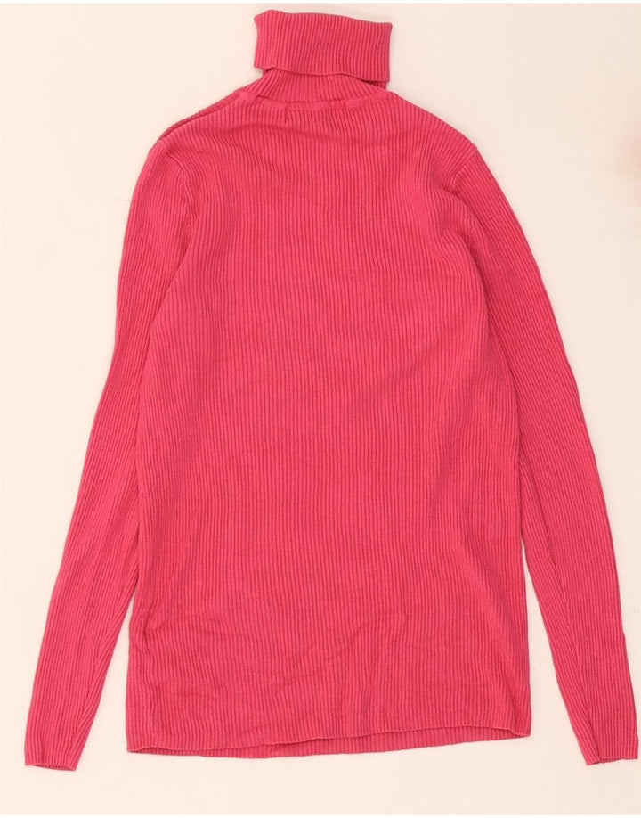Marks & Spencer Top da donna con collo alto a maniche lunghe UK 10 Small Rosa Viscosa