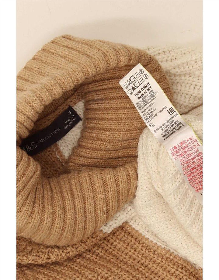 Maglione maglione a collo alto da donna Marks & Spencer UK 10 piccolo Beige