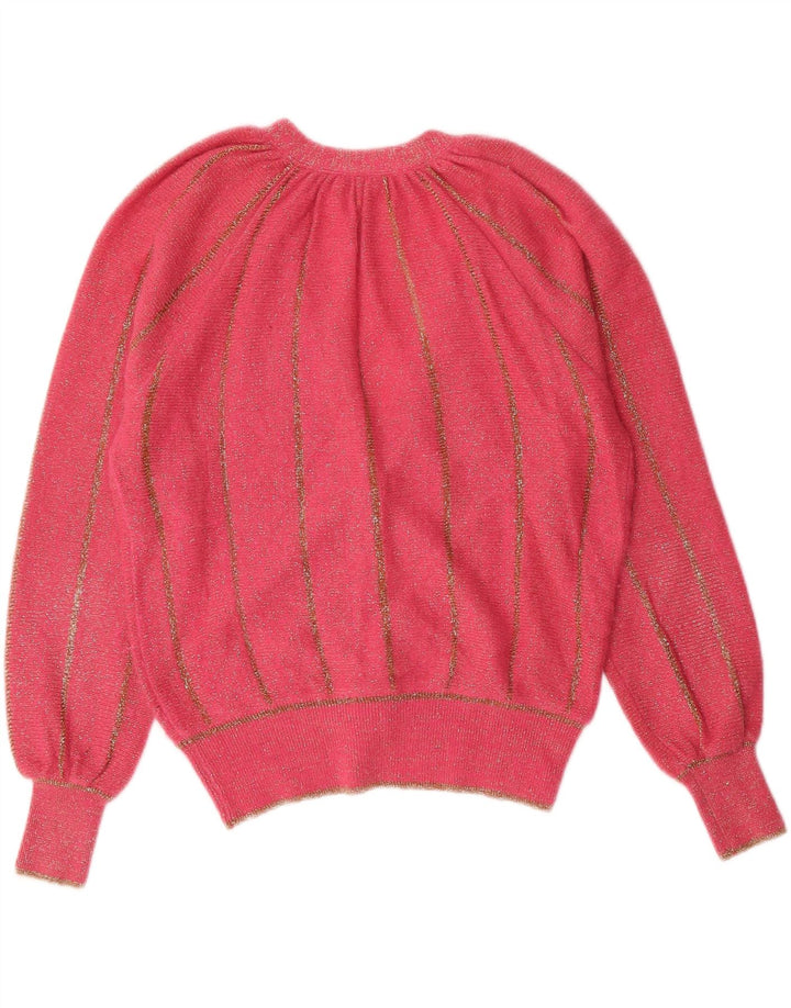 FERRONE Womens Crop Cardigan Sweater UK 14 Medium Pink Striped Vintage Ferrone and Second-Hand Ferrone from Messina Hembry 