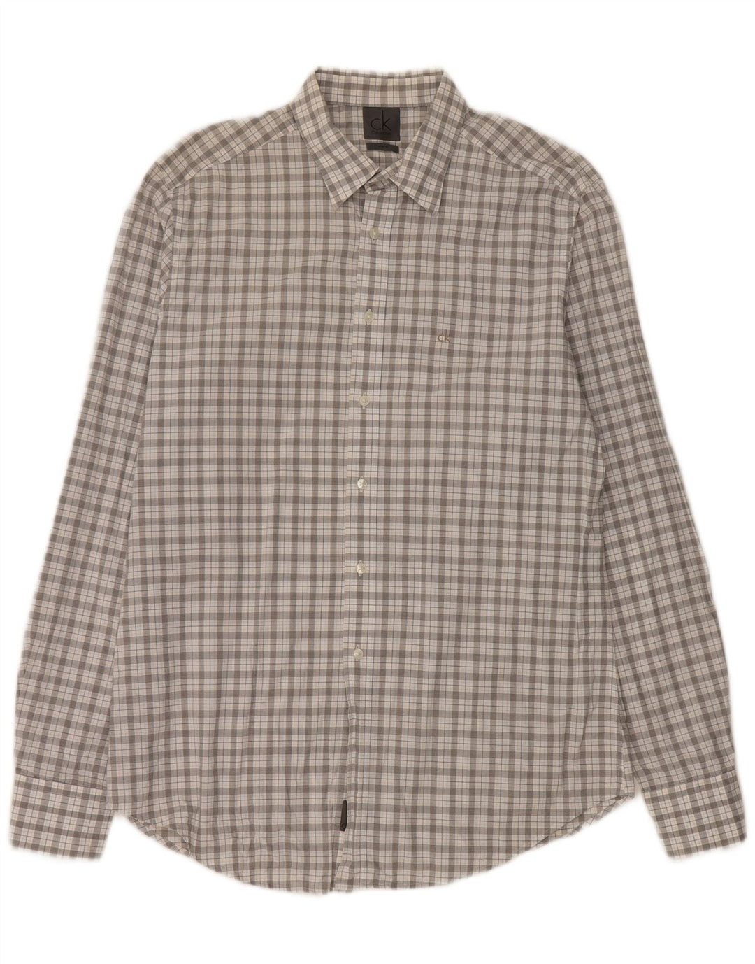Camicia slim fit da uomo Calvin Klein a quadri grigi grandi