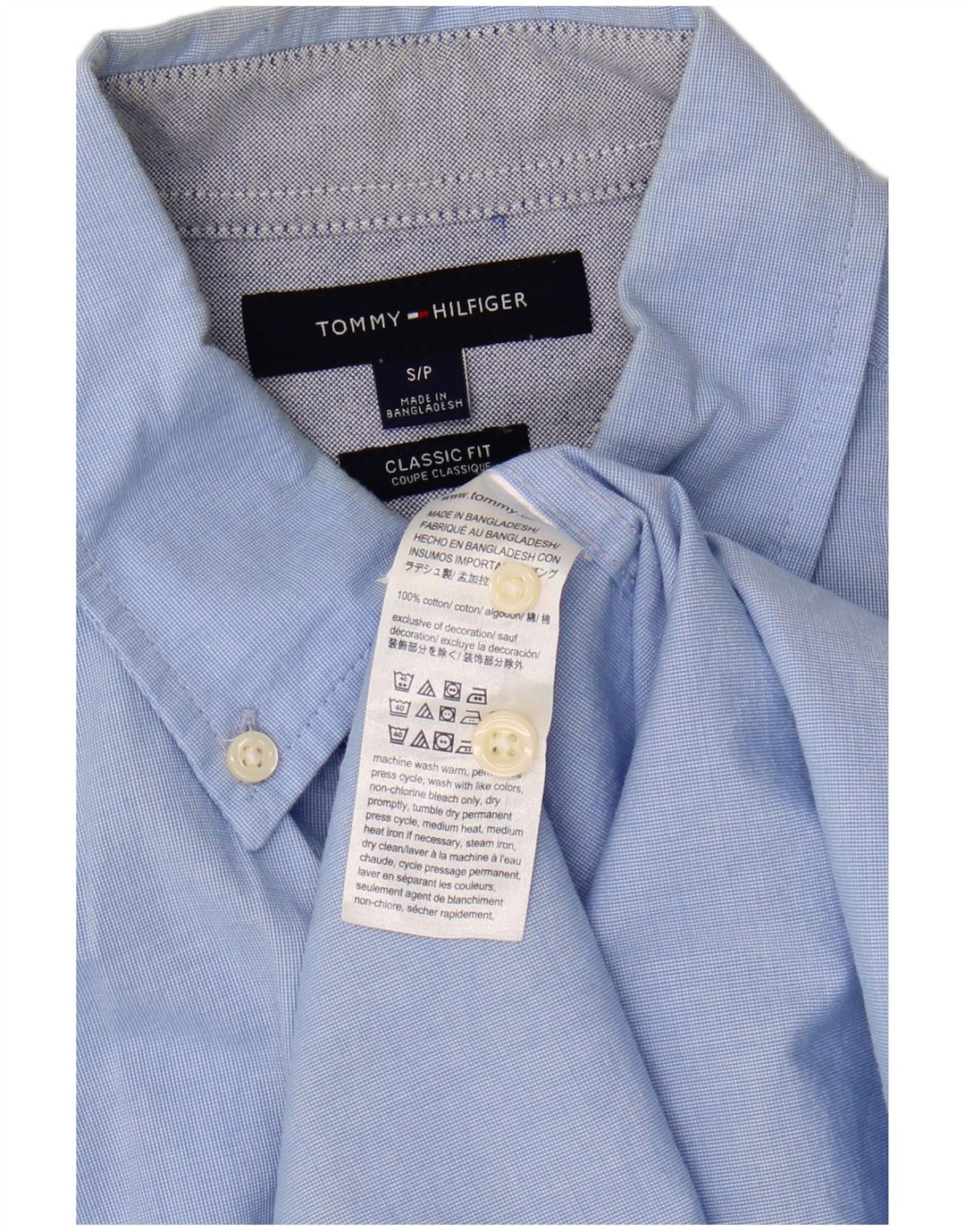 TOMMY HILFIGER Mens Classic Fit Shirt Small Blue Cotton