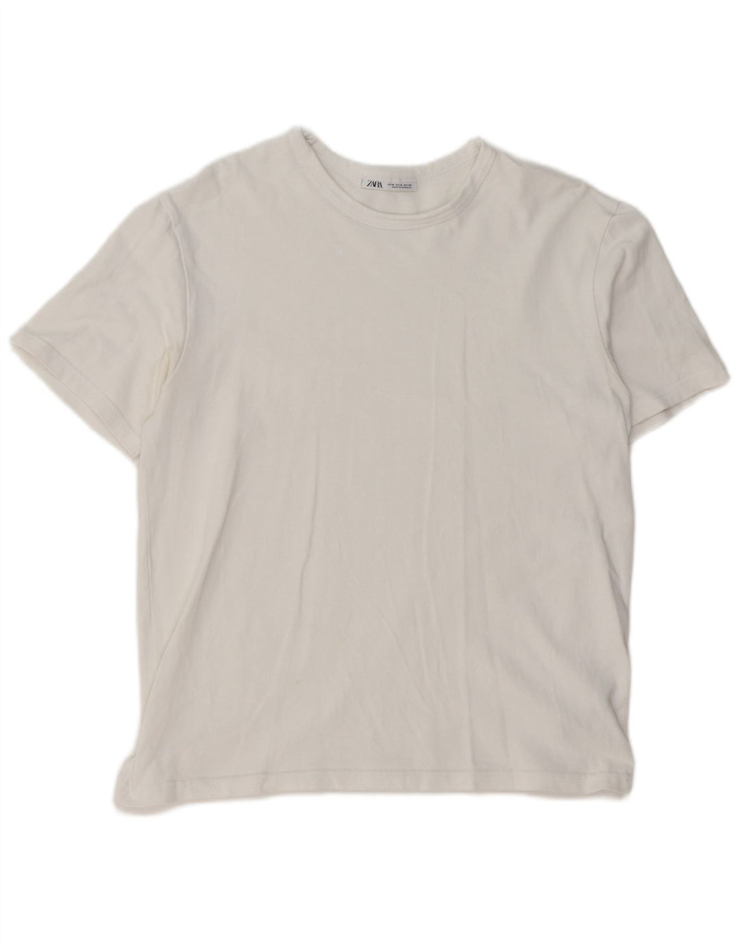 ZARA T-shirt Uomo Top Cotone Bianco Medio