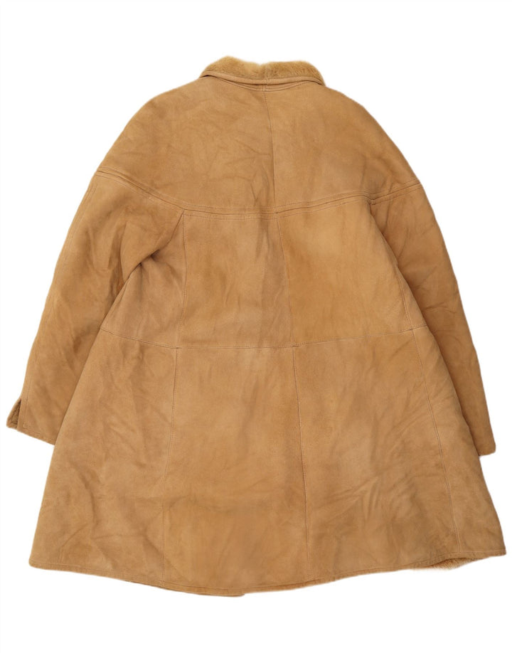 Cappotto in shearling vintage da donna UK 14 grande beige