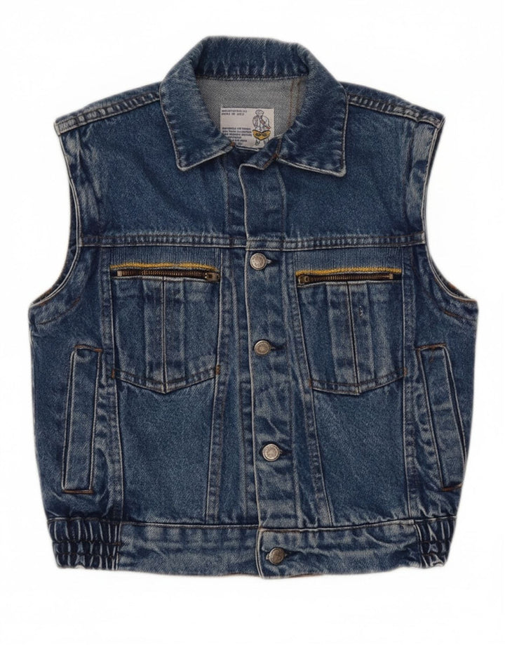 POP 84 Gilet corto in denim da donna UK 2 2XS Blu