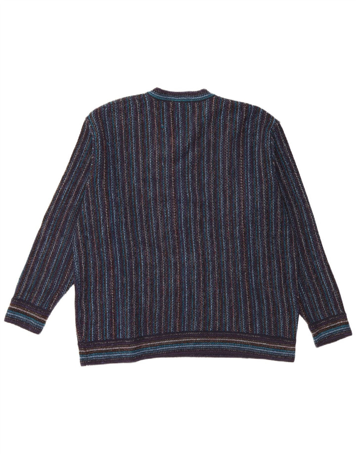 Maglione da uomo con scollo a V NANI BON IT 54 XL Acrilico a righe blu navy