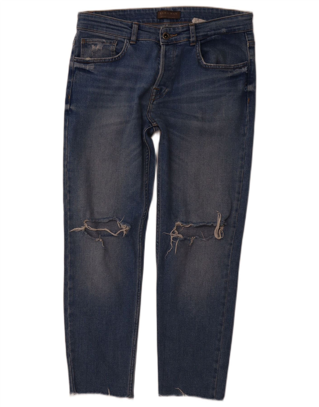 ZARA Mens Distressed Slim Jeans EU 42 Large W32 L26 Blue Cotton