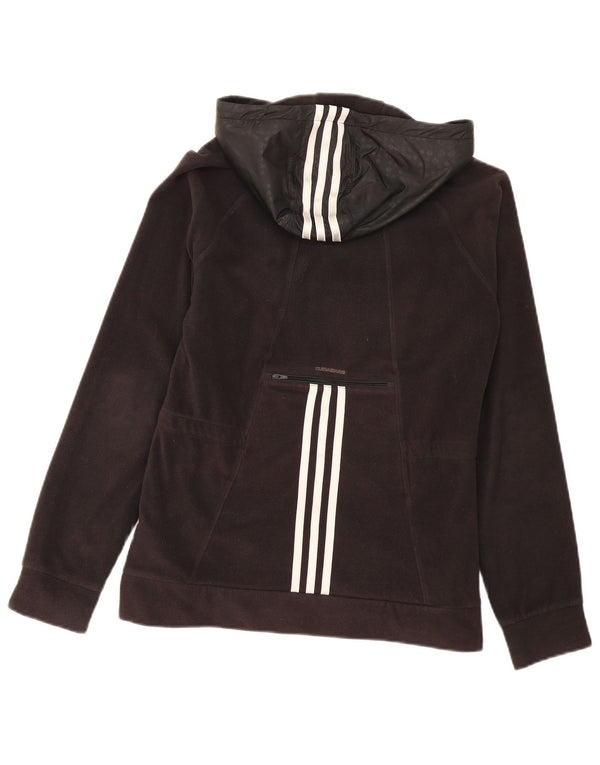 Giacca in pile con cappuccio da donna Adidas UK 14 poliestere nero medio