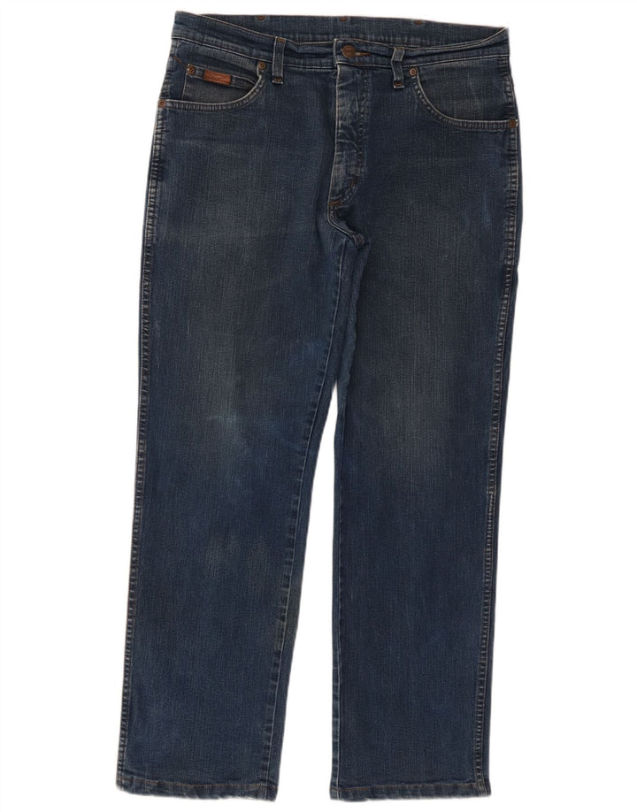 Jeans dritti elasticizzati Texas Wrangler da uomo W34 L30 cotone blu