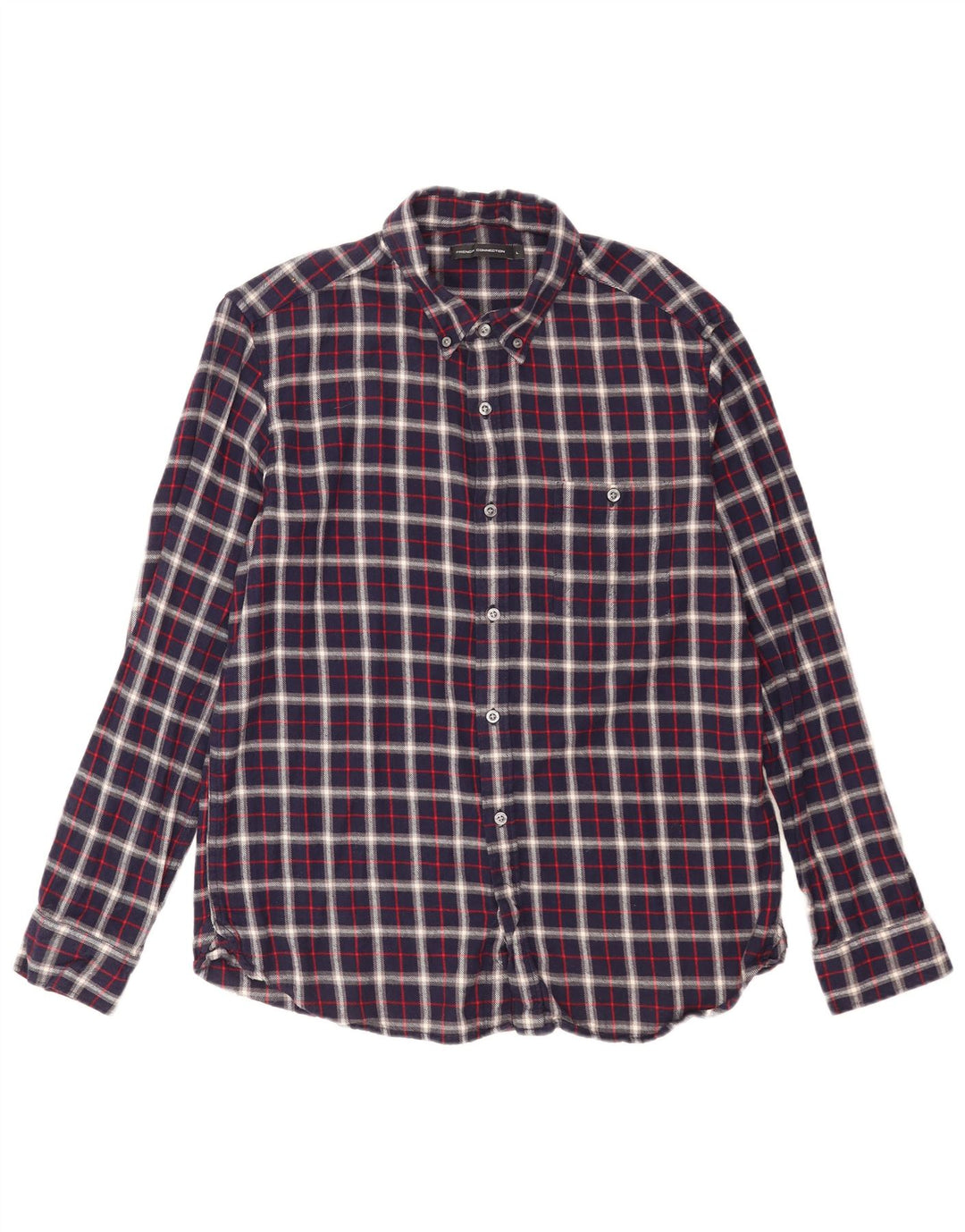 Camicia da uomo in flanella French Connection grande cotone a quadri blu navy