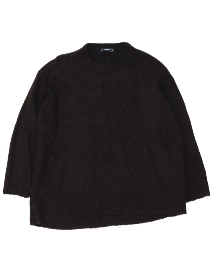 Maglione girocollo oversize da donna Zara UK 14 acrilico nero medio