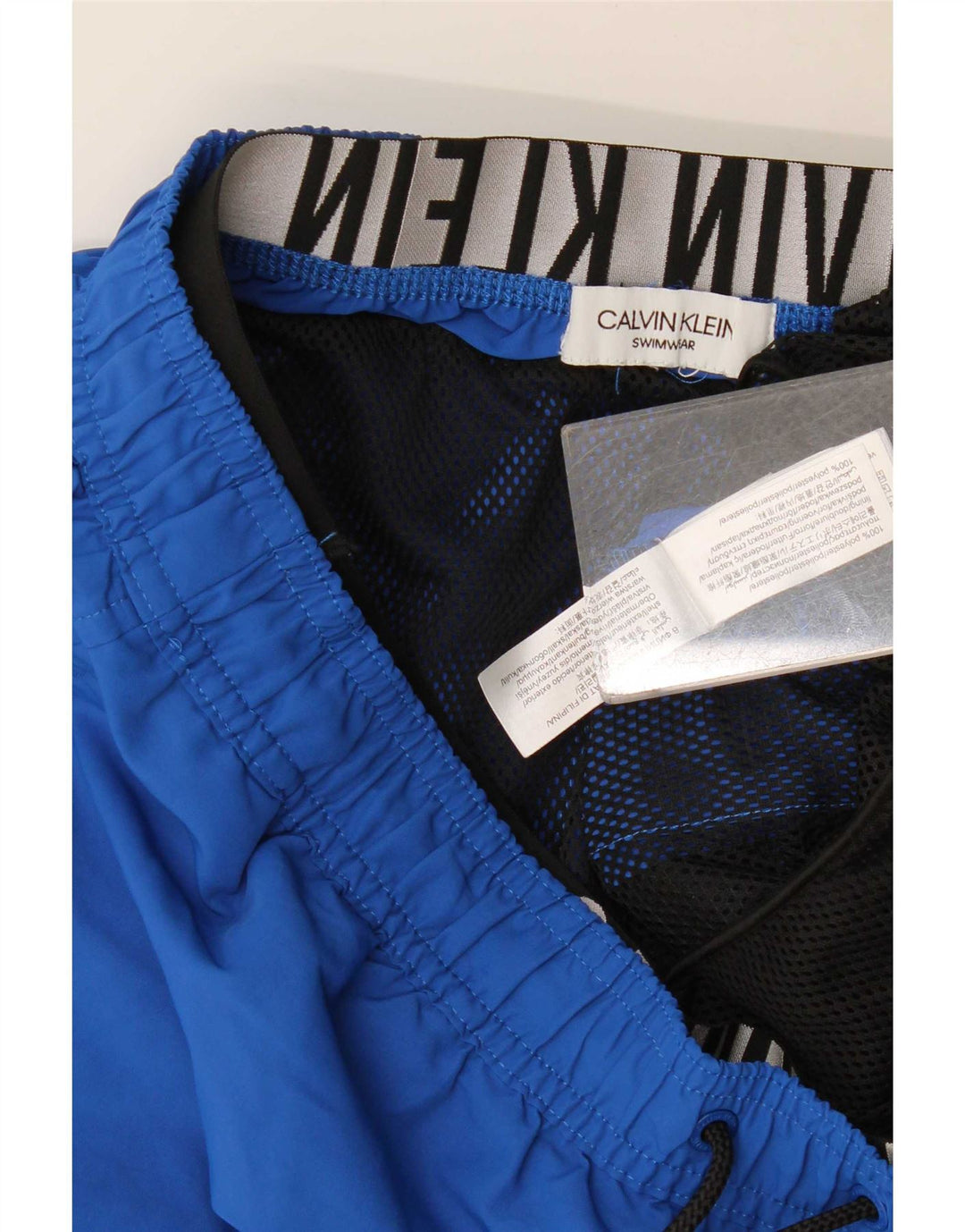 Pantaloncini da bagno grafici da uomo Calvin Klein poliestere blu medio