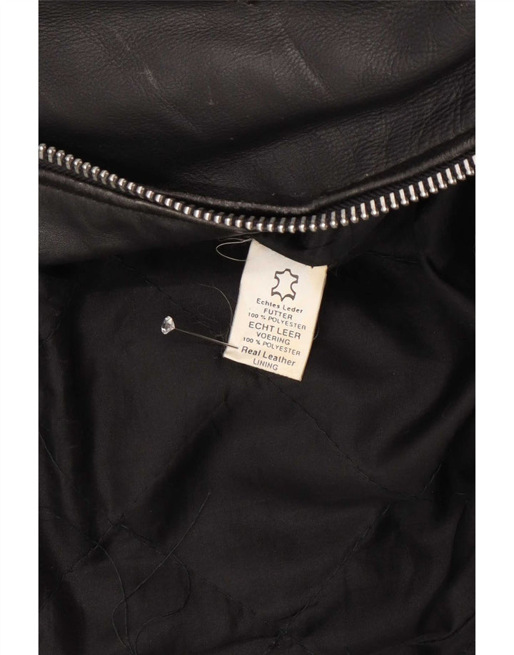 Giacca da motociclista da uomo vintage UK 38 in pelle nera media