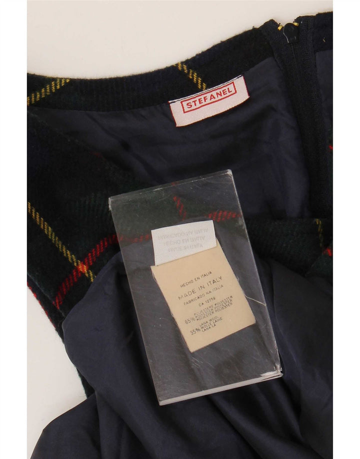 Stefanel Abito da donna senza maniche a trapezio UK 12 Medio blu navy a quadri