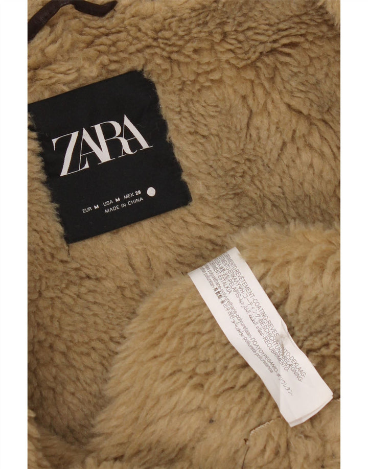 Giacca Sherpa oversize in ecopelle da donna Zara UK 14 Marrone medio