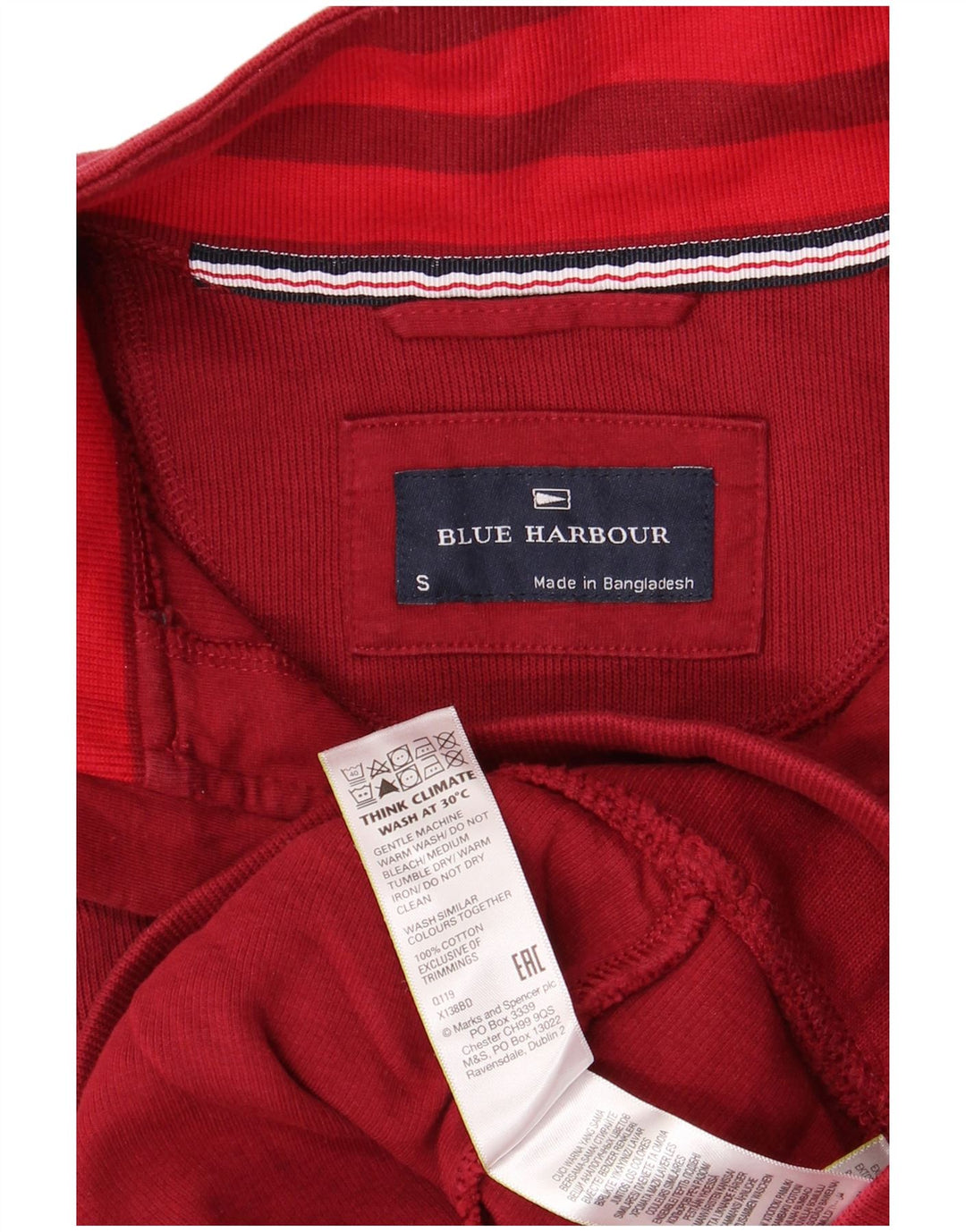 BLUE HARBOR Felpa da uomo con collo con zip, maglione piccolo in cotone rosso