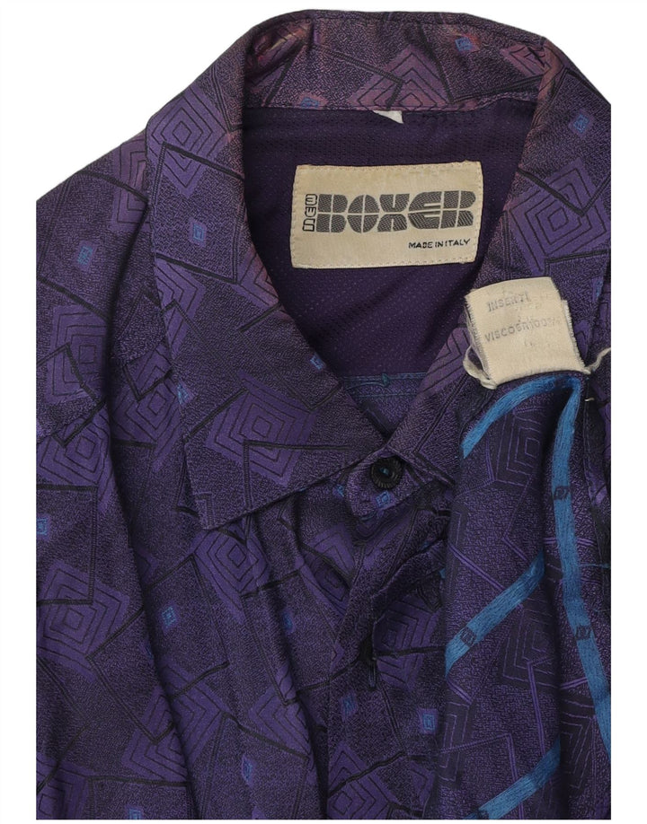 BOXER Camicia Uomo Large Viola Geometrica Viscosa