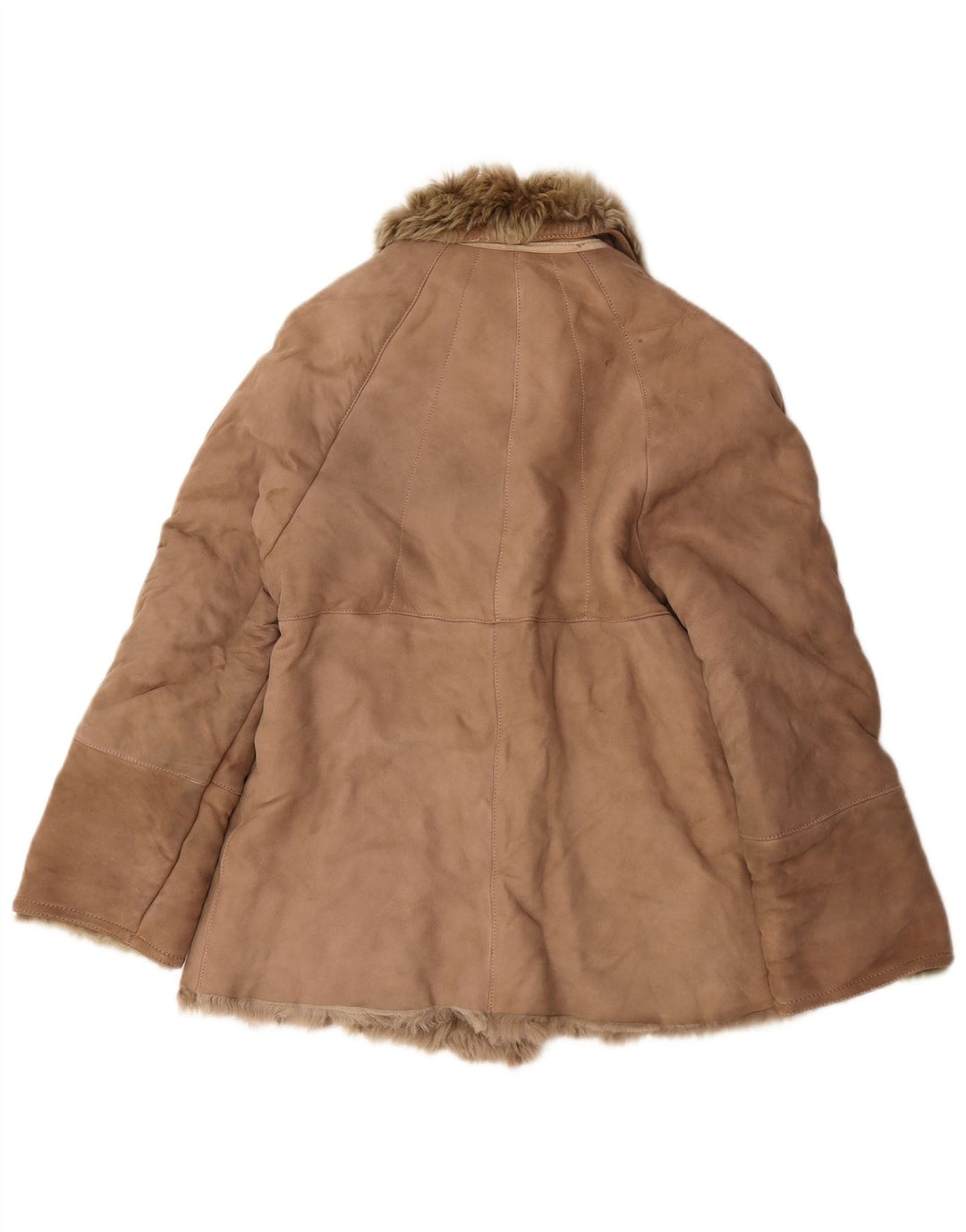 Giacca in shearling vintage da donna UK 12 beige medio