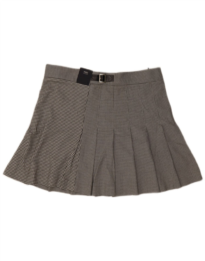Gonna a pieghe da donna Marks & Spencer UK 16 Large W34 pied de poule nero