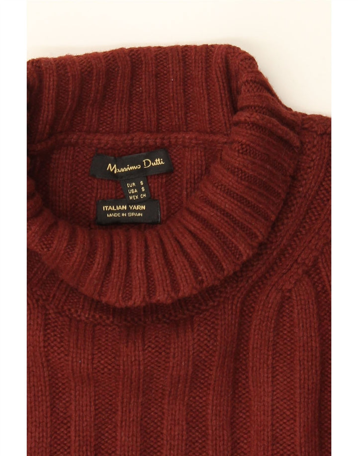 MASSIMO DUTTI Womens Turtle Neck Jumper Sweater UK 10 Small Maroon Vintage Massimo Dutti and Second-Hand Massimo Dutti from Messina Hembry 
