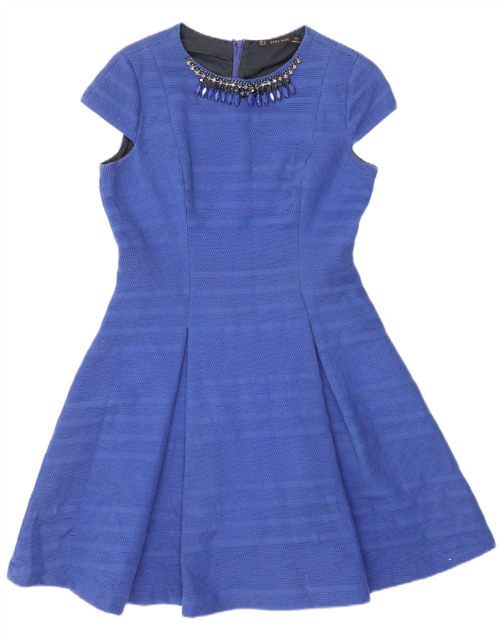 Abito a trapezio da donna Zara UK 12 a righe blu medio
