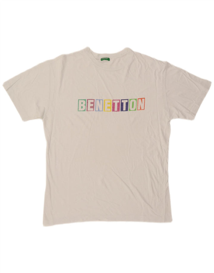 T-shirt grafica da uomo Benetton Top bianco medio