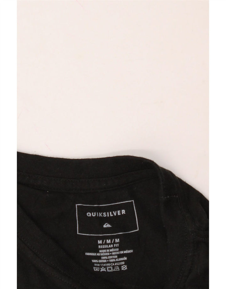QUIKSILVER Mens Regular Fit Graphic T-Shirt Top Medium Black Cotton Vintage Quiksilver and Second-Hand Quiksilver from Messina Hembry 